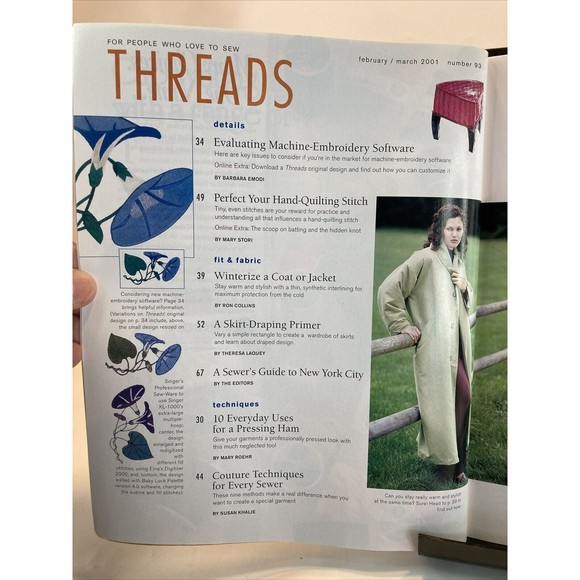 Taunton's Threads Magazine March 2001 #93 See Pics for Articles - Picture 2 of 3
